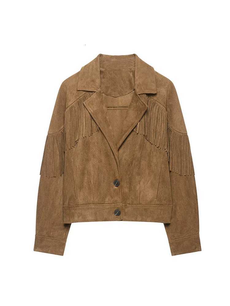 Women's TFMLN Women's Fringe Jackets Suede Jacket Solid Chic Tassel Going Out Short Jackets Vintage Spring Autumn Leisure Outerwear Lady C