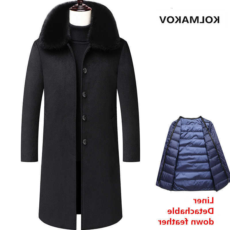 new Men's 2023 Wool Blends arrival winter fashion wool coats thicken trench coat men mens down feather Liner Detachable woolen jackets size M-3
