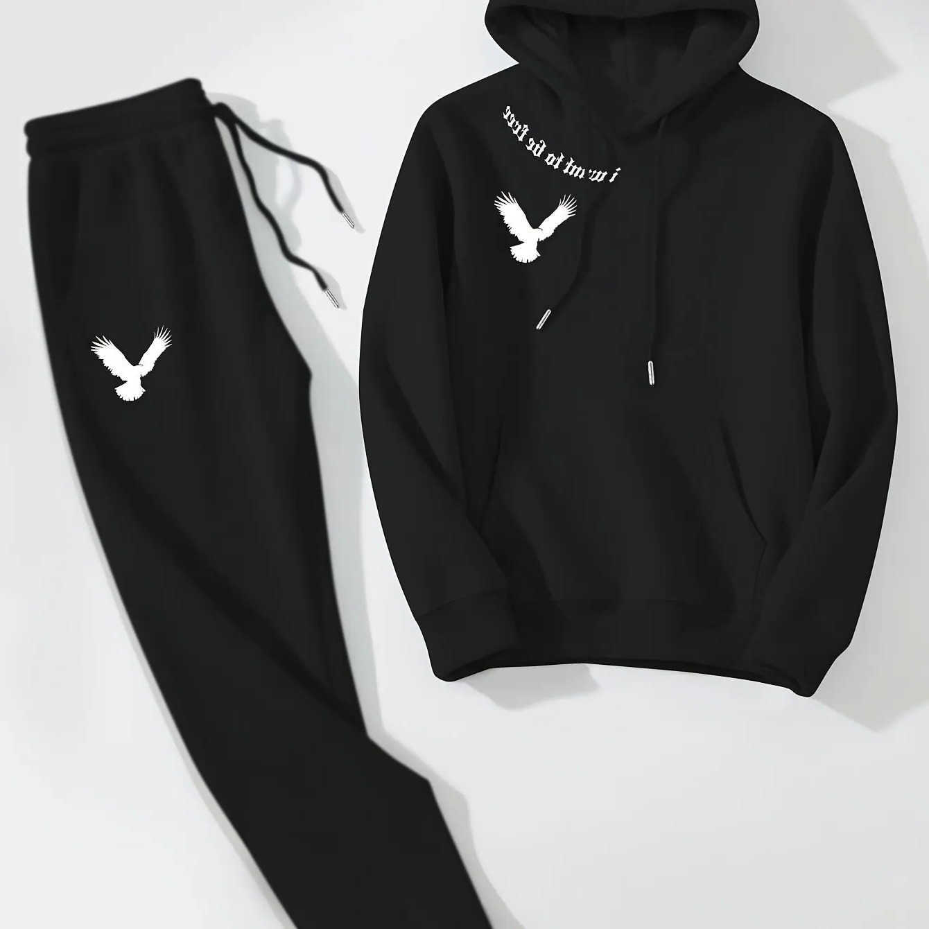 bird Men's Hoodies Sweatshirts 2026 printed sportswear set men's hooded sweatshirt long pants set spring and autumn winter warm suit D2609