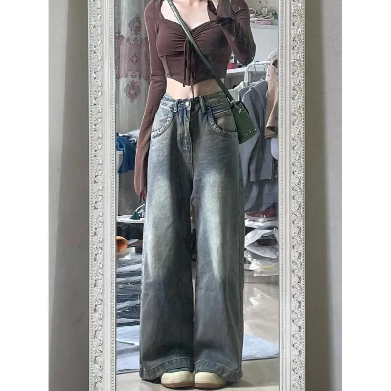 Jeans da donna a vita alta pantaloni larghi in denim a gamba larga pantaloni estivi larghi vintage dritti retrò 260918