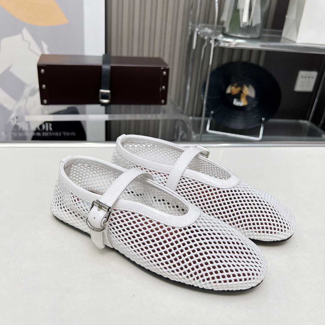 Dress Shoes 2026 new style women's flat ballet flats with single-strap design breathable fishnet mesh and casual hollow-out style