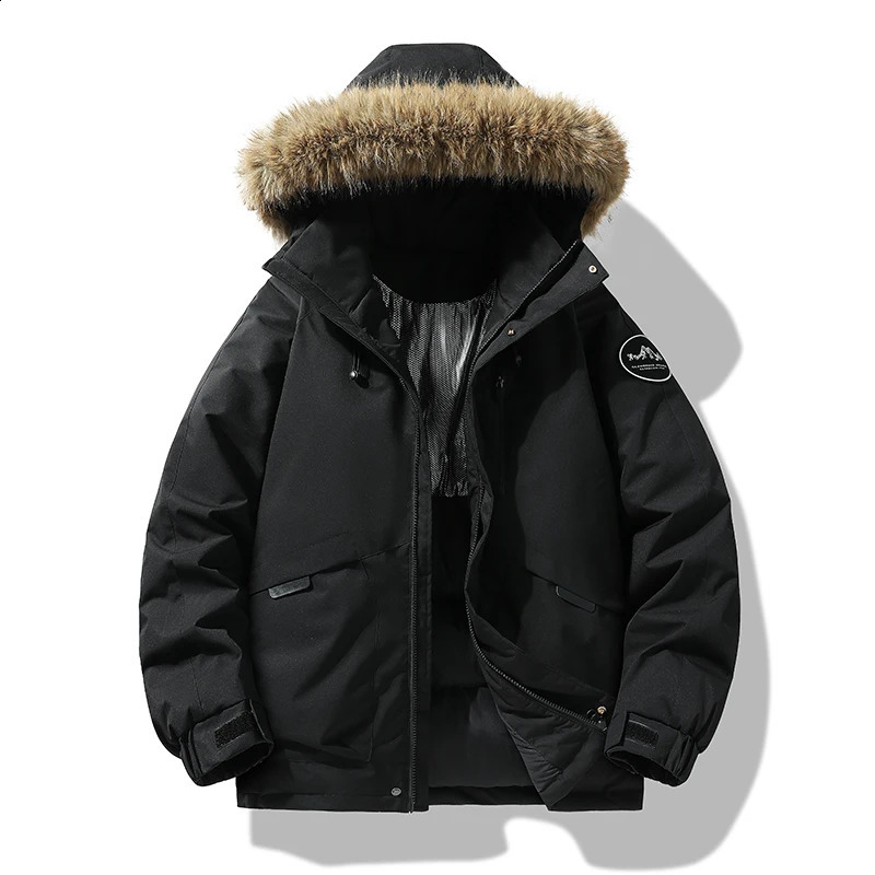 Winter Warm Parkas Men Women Streetwear Thick Jackets Coat Fashion Harajuku Hoody Fur Collar Coats Windproof Solid Color 260920