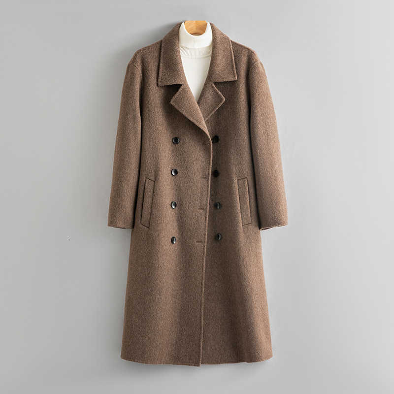 Misto lana 100% lana da uomo lungo cappotto in tweed per uomo autunno inverno scollo a V doppio petto giacca di lana francese moda casual maschile c