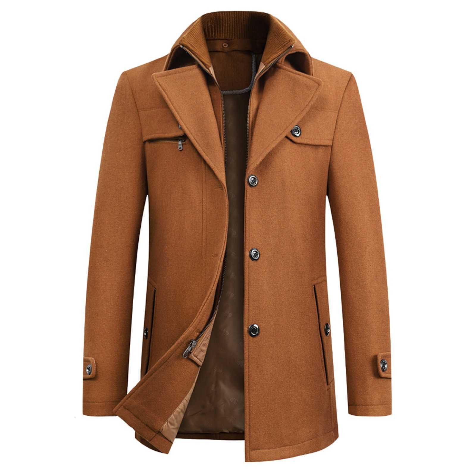 High Men's Wool Blends Men'S Quality Classic Fashion New Zipper Padded Jacket Men'S And Winter Casual Fashion Coat Solid Color Non Ir