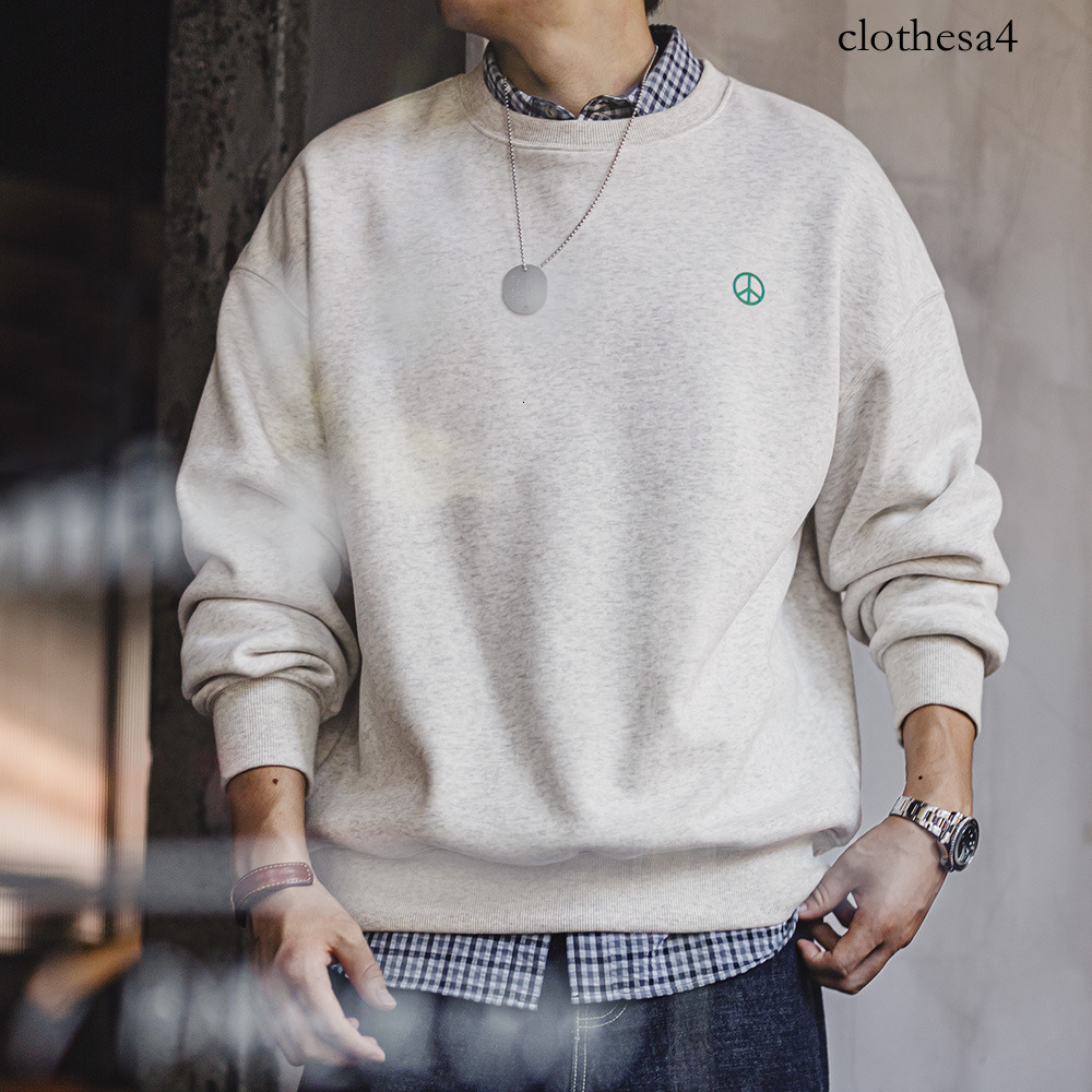 Maden-Sudadera con capucha de cuello redondo para hombre, informal, gris, con forro polar, camiseta básica holgada, Tops cálidos de otoño e invierno