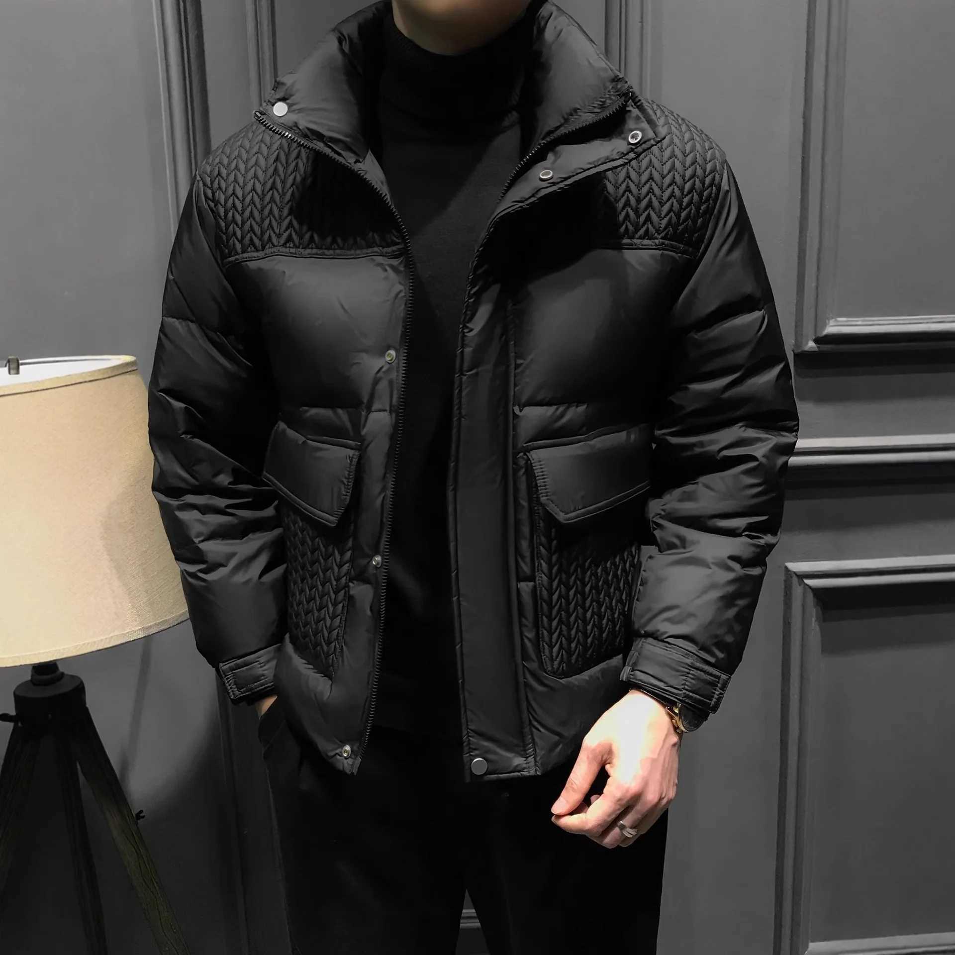 Men's New Winter Shiny Down Jackets Men's Short Trendy Brand Hooded Thickened Warm outerwear White Duck Down Q260921