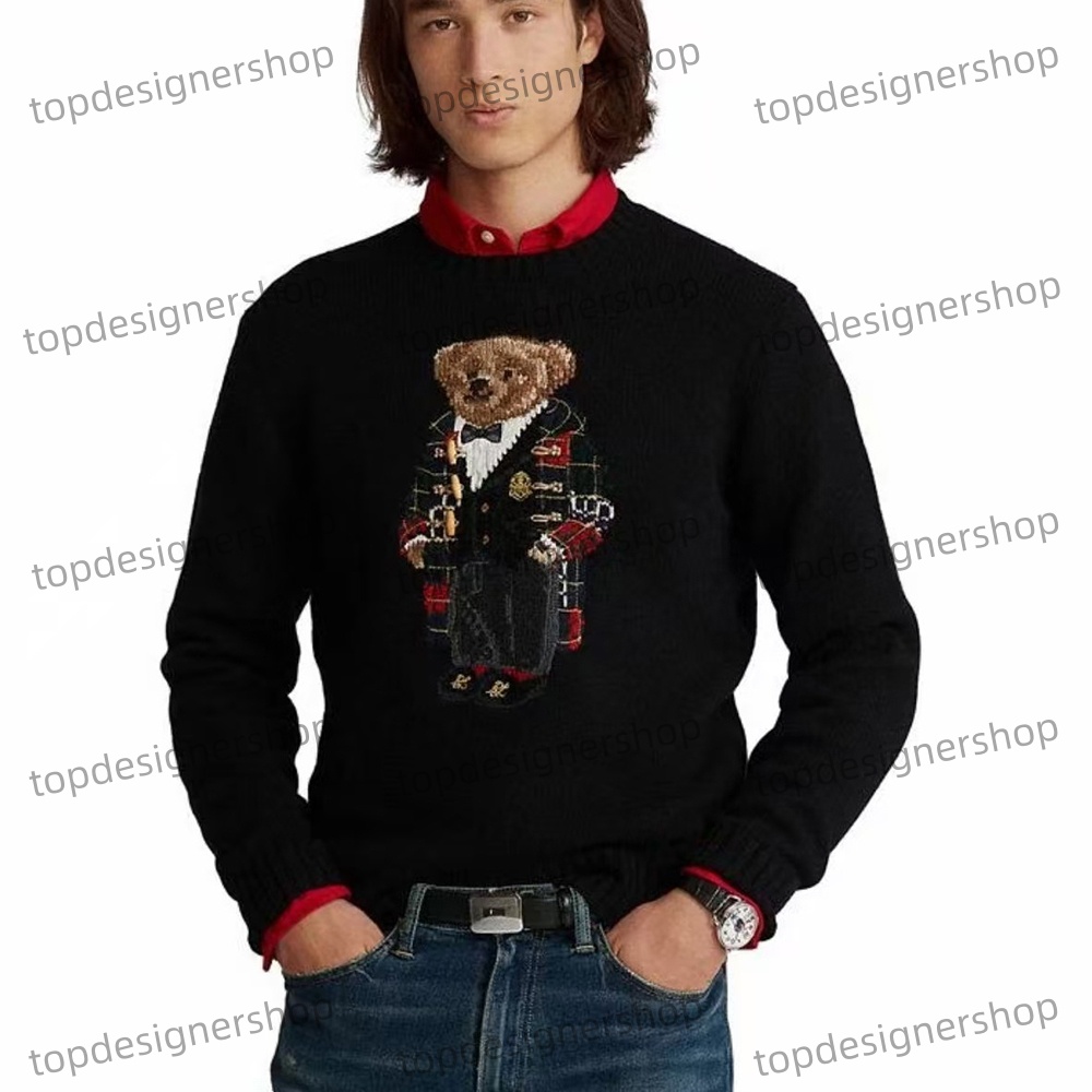 Fashion Designer Mens Sweaters Crew Neck Knitted Jumpers Embroidery Bear American Flag Sweater Trendy Winter HighEnd Comfortable Cotton Men Pullover
