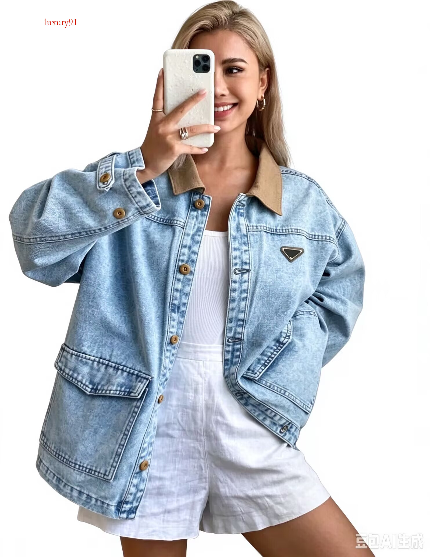 Giacca jeans da donna primavera autunno Designer manica lunga Giacca vintage da donna firmata Cappotto da donna in denim Rada268 Taglia S-2XL