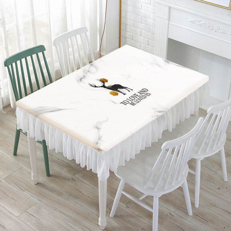 YL-39223 Custom Cream Style Tablecloth Rectangular Oil Proof Waterproof and Maintenance Free Wipe Clean Minimalist New Design