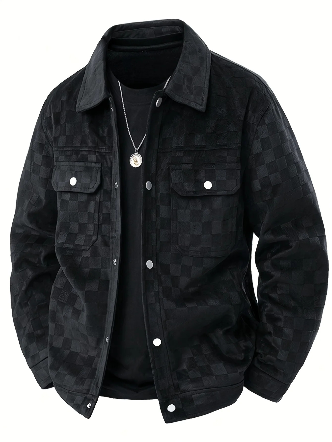 Suede Chess Board Jackets Men American Retro Spring Autumn Loose Casual Plaid Lapel Jacket Business Workwear Jacket Top 260918