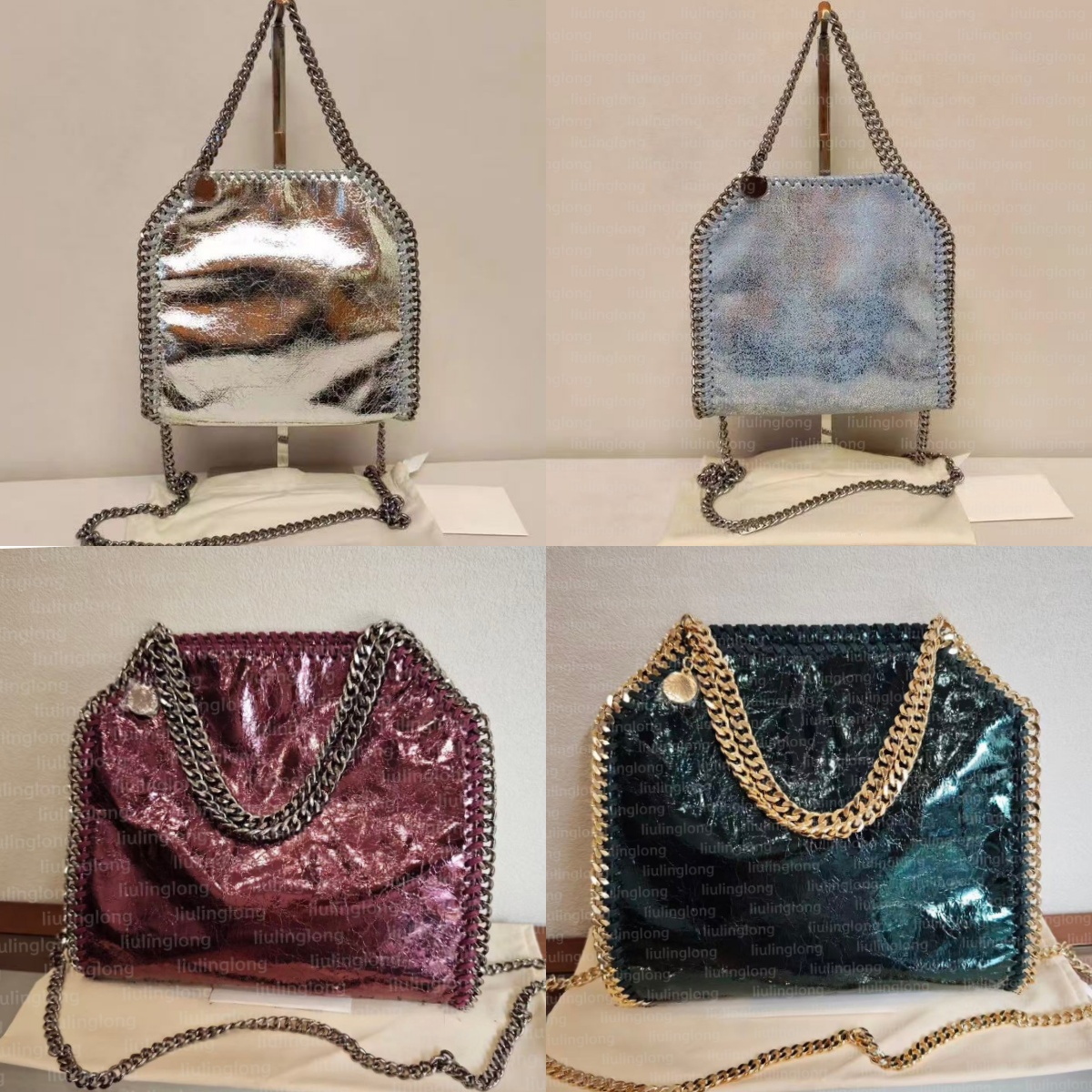 Falabella Iridescent Mini Tote Bag Vegan Shaggy Deer Fabric Large Tote Bag Women Black Designer Shopping Chain Bags Wallet Messenger Leather Handbag