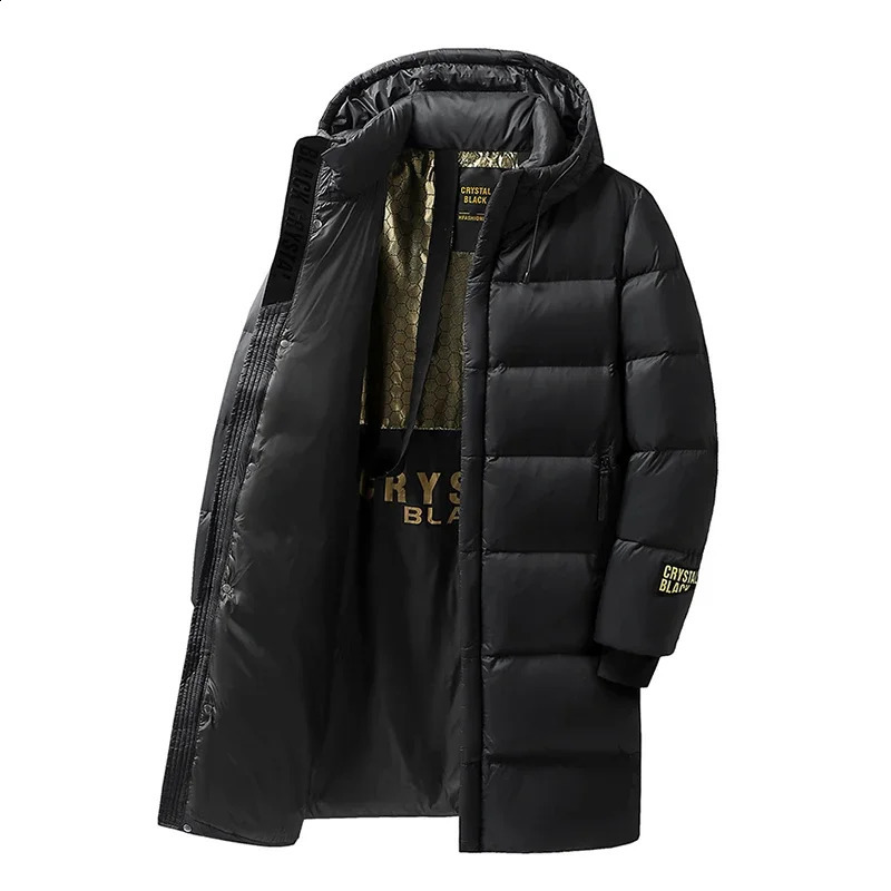 Warm Thick Long Down Jacket Coat Mens Hooded Waterproof Black Gold Puffer Men Casual Windproof Parkas Male Winter 260920
