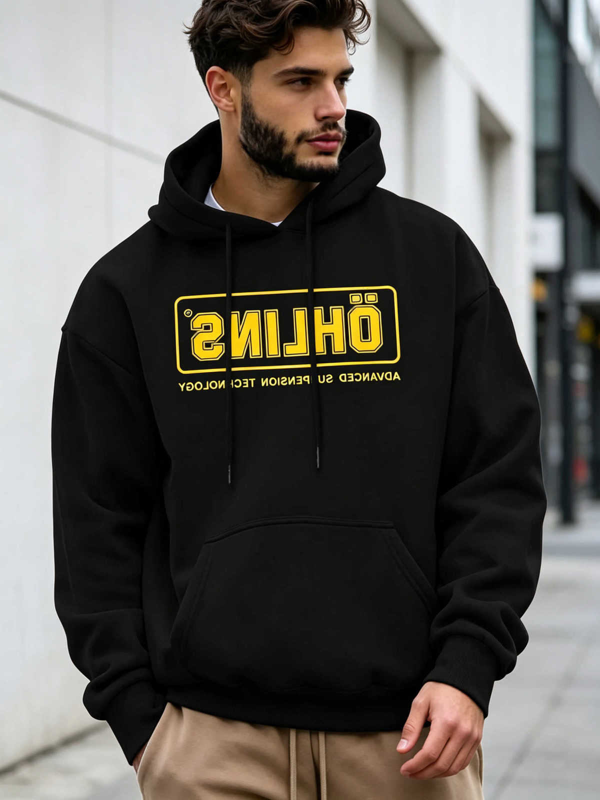 Polyester Men's Hoodies Sweatshirts 100 Ohlins Hoodie Unisex Warm Loose Long sleeve Sweatshirt Bold Yellow Street Hooded Pullover For Men Women