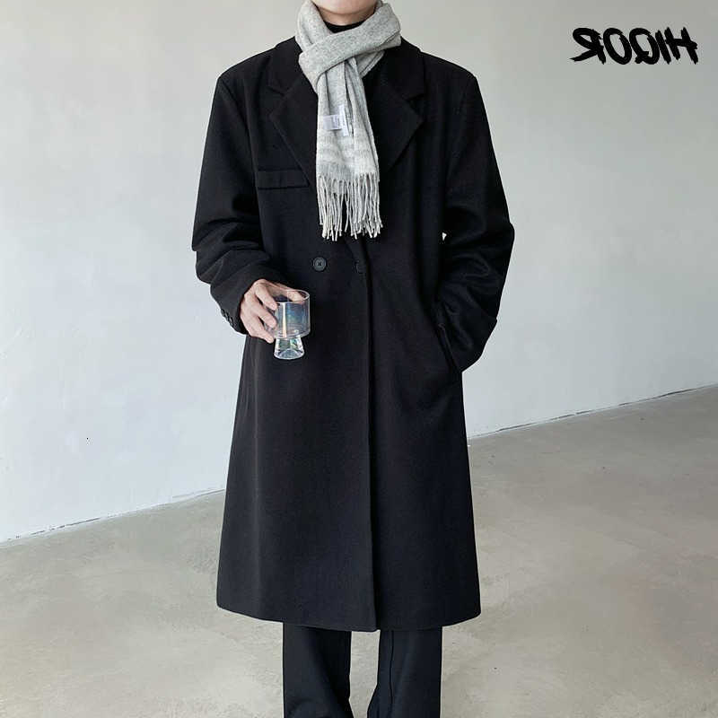 Winter Men's Autumn Wool Blends Loose Fit Casual Jacket for Men Stand Collar Korean Style Men's Long Overcoat Knee-Length Fashionable Wool