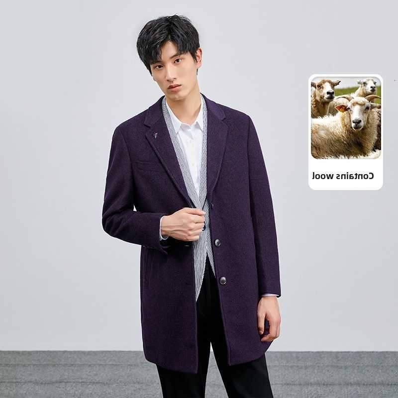 Versatile Blends Fashionable Men's Wool Men's Winter Woolen Coat 2024 New Style Simple Handsome 28 Suit Casual Business Leisure Mid-Length