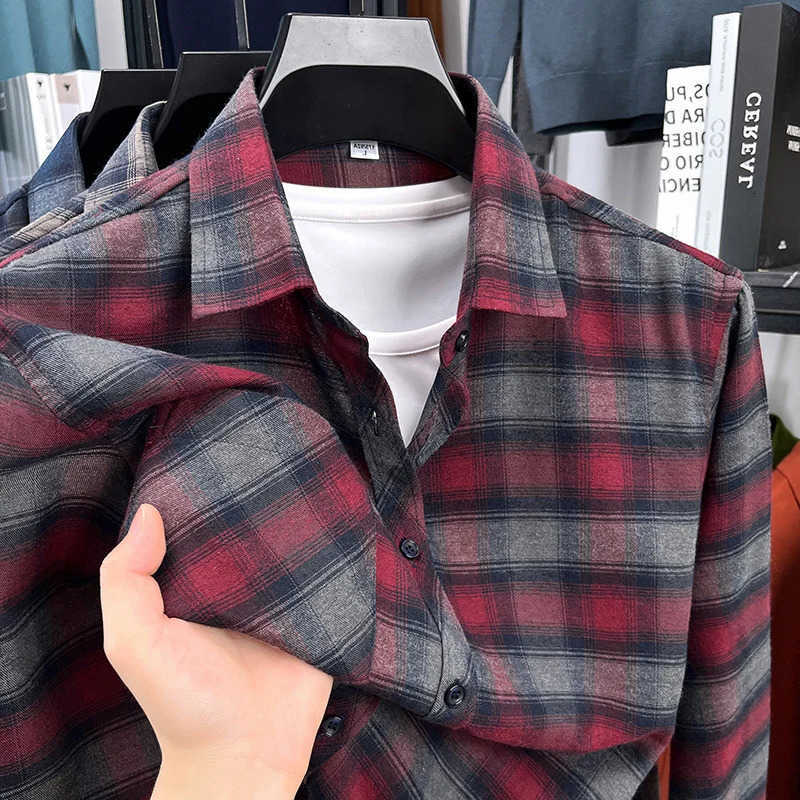 Autumn Men's Casual Shirts 2026 New Men's Printed Striped Long Sleeved Shirt Casual Fashion Versatile Men's Top H260921
