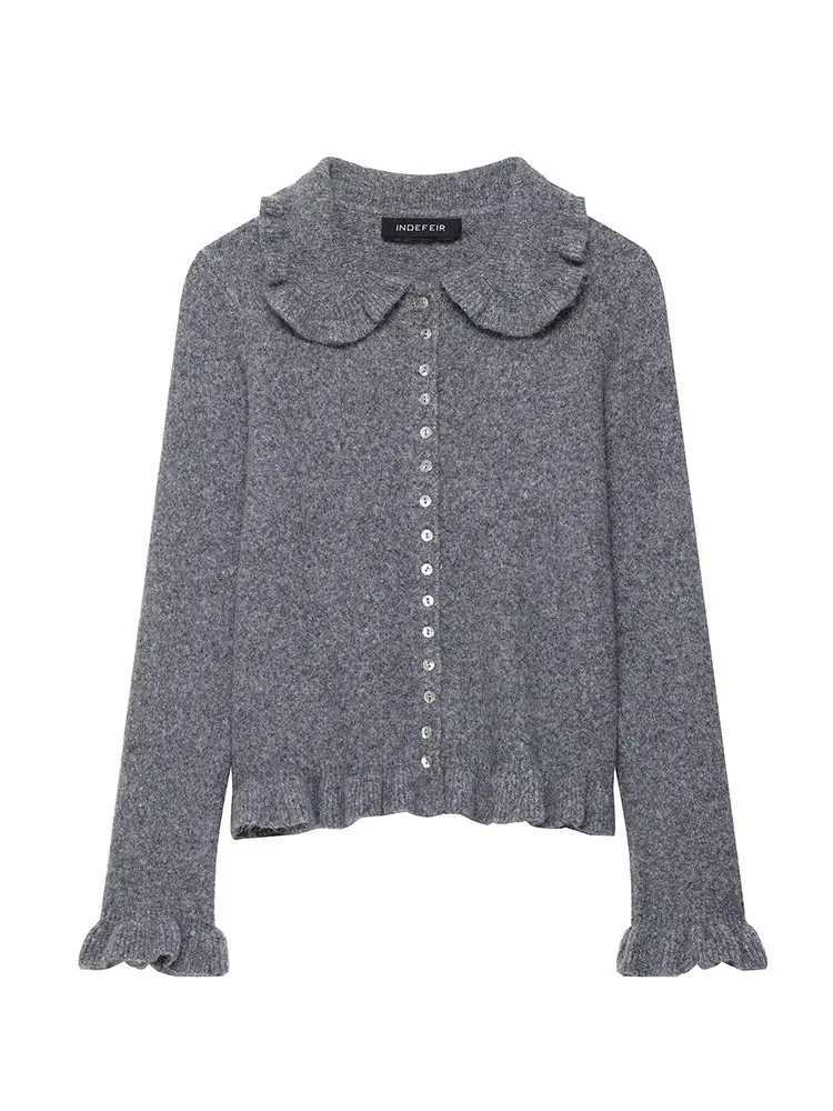 HH Women's Autumn New Fashion Knitted Tops Solid Turn-Down Collar Long Slves Single Breasted Female Casual Cardigans Top T260829