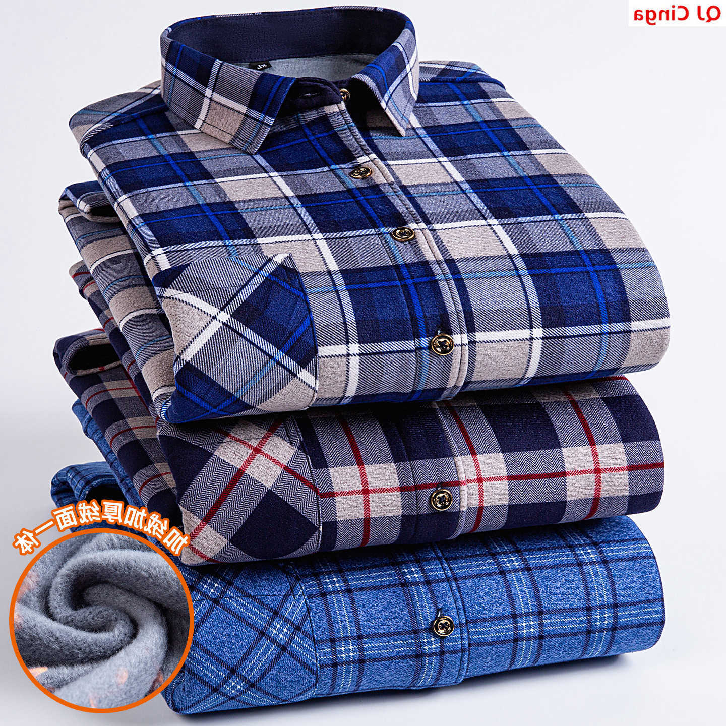 Long-sleeve Men's Men's Casual Shirts Winter Shirts Stylish and Warm Plaid Shirt Available in Red Gray and Blue. H260921