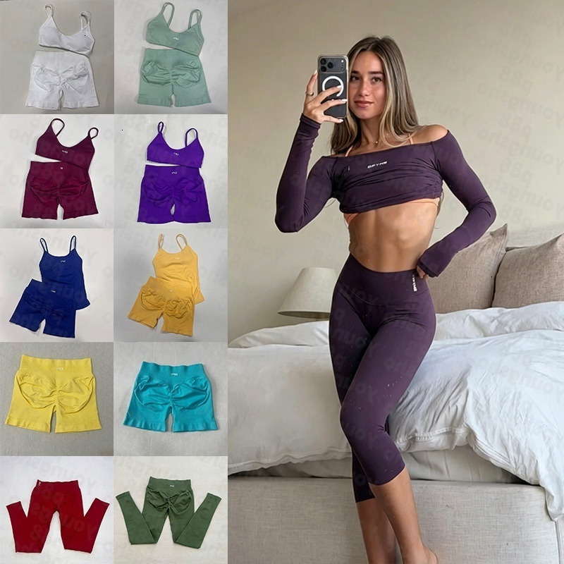7A High quality off shoulder bra shorts legggings dfynelies gym set yogas women workout dyfyne set dfynelies flares joggers top one piece dyfne spor