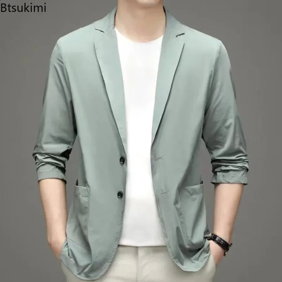 2026 Lightweight Casual Suit Jackets for Men Spring Summer High-end Business Blazers Male Ice Silk Sun Protection Suit Tops 260921