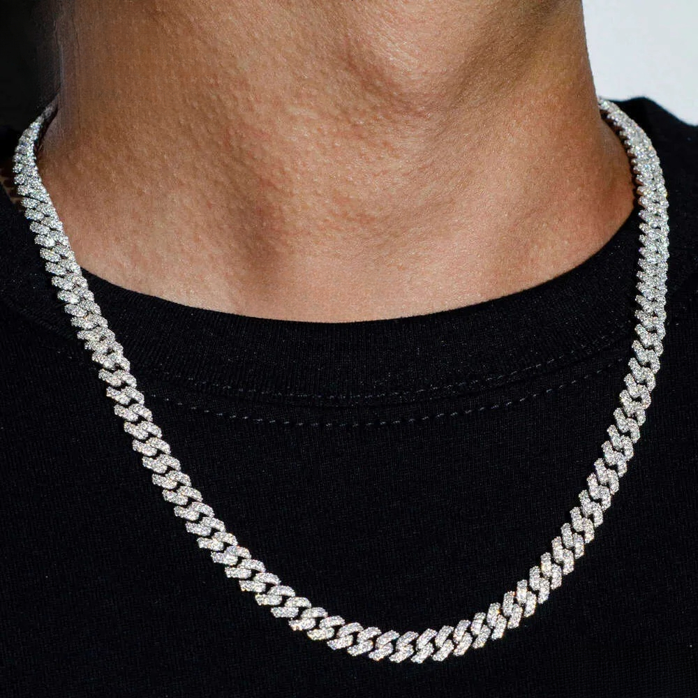 necklace moissanite chain Custom Pass Diamond Tester Hip Hop Jewelry 925 Sterling Silver 6mm 8mm Iced Out VVS Cuban Link Moissanite Chain For Men