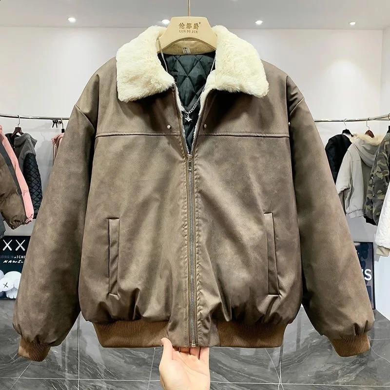 Autumn and Winter Fashion Trend Thickened Warm Lambskin Workwear Jacket For Men's Casual Loose Sports Plus Size Jacket M-3XL 260920