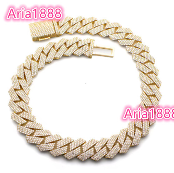 18k Gold Plated 925 Silver Cuban Link Chain Necklace 8mm 10mm 12mm 14mm 2Row VVS Moissanite Diamond Fine Jewelry Charm Necklace
