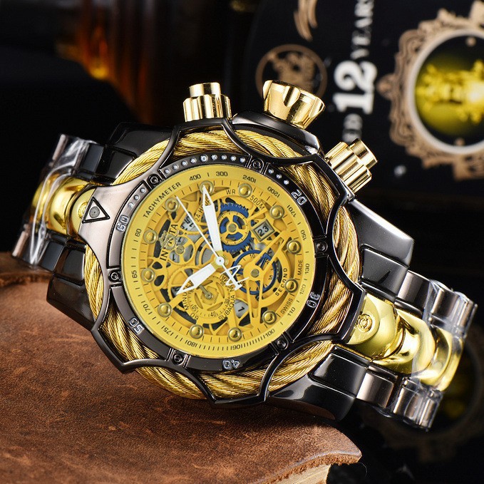 INVI Men's Hollow Sports Quartz Watch, Large Dial Stainless Steel Band, Hot Selling Wristwatch for Cross border Store