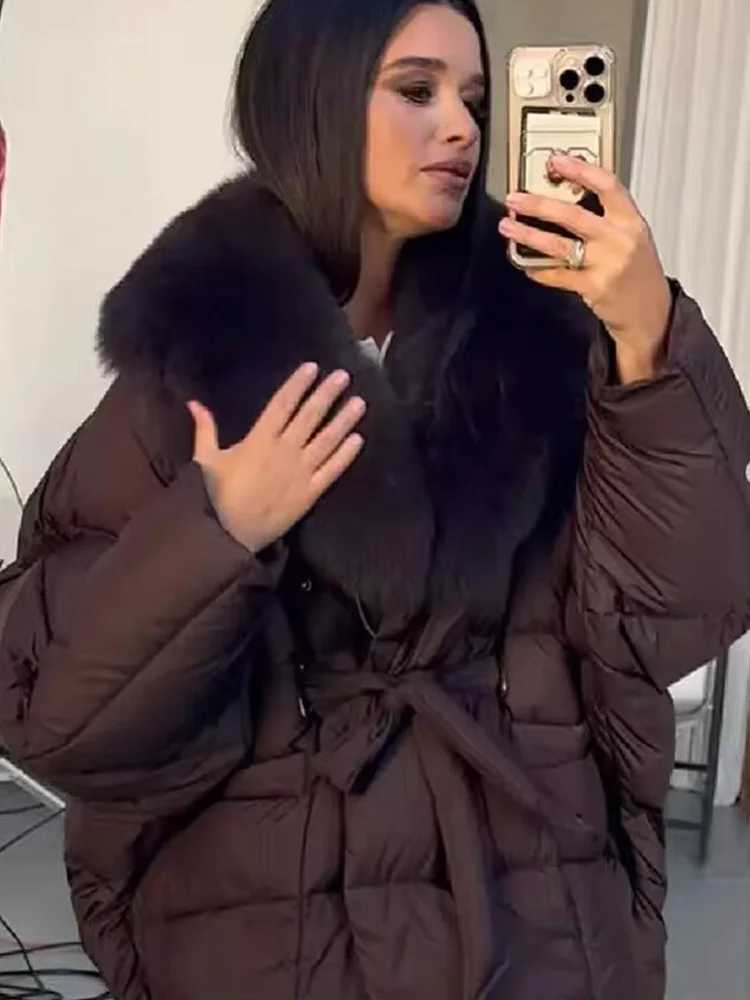 HH Woman Winter Faux Fur Collar Thickened Cotton Clothing Belt Pocket Decoration Long Slves Fashion Female Casual Solid Jacket T260829