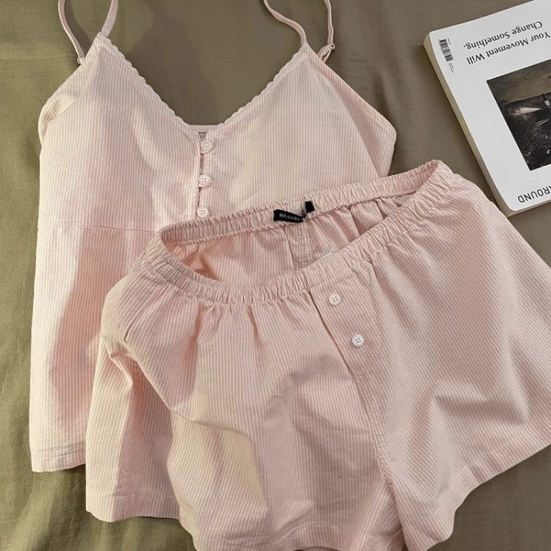 2025 Cotton Sleepwear Women's Summer Short Sleeved Shorts Cute Home Clothing Set y260920