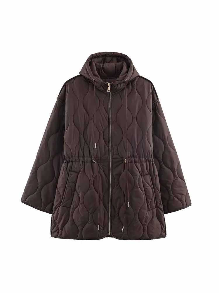 HH Trendy Woman Winter Fashion Hooded Waterproof Long Slves Zipper Solid Color Cotton Jacket Female Leisure Versatile Coat T260829
