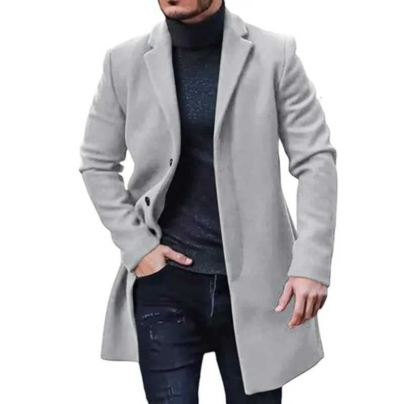 Streetwear Blends Male Men's Wool Jackets Man's Solid Color Casual Outerwear And Coats Single Breasted Lapel Wool Men's Jacket For Sp