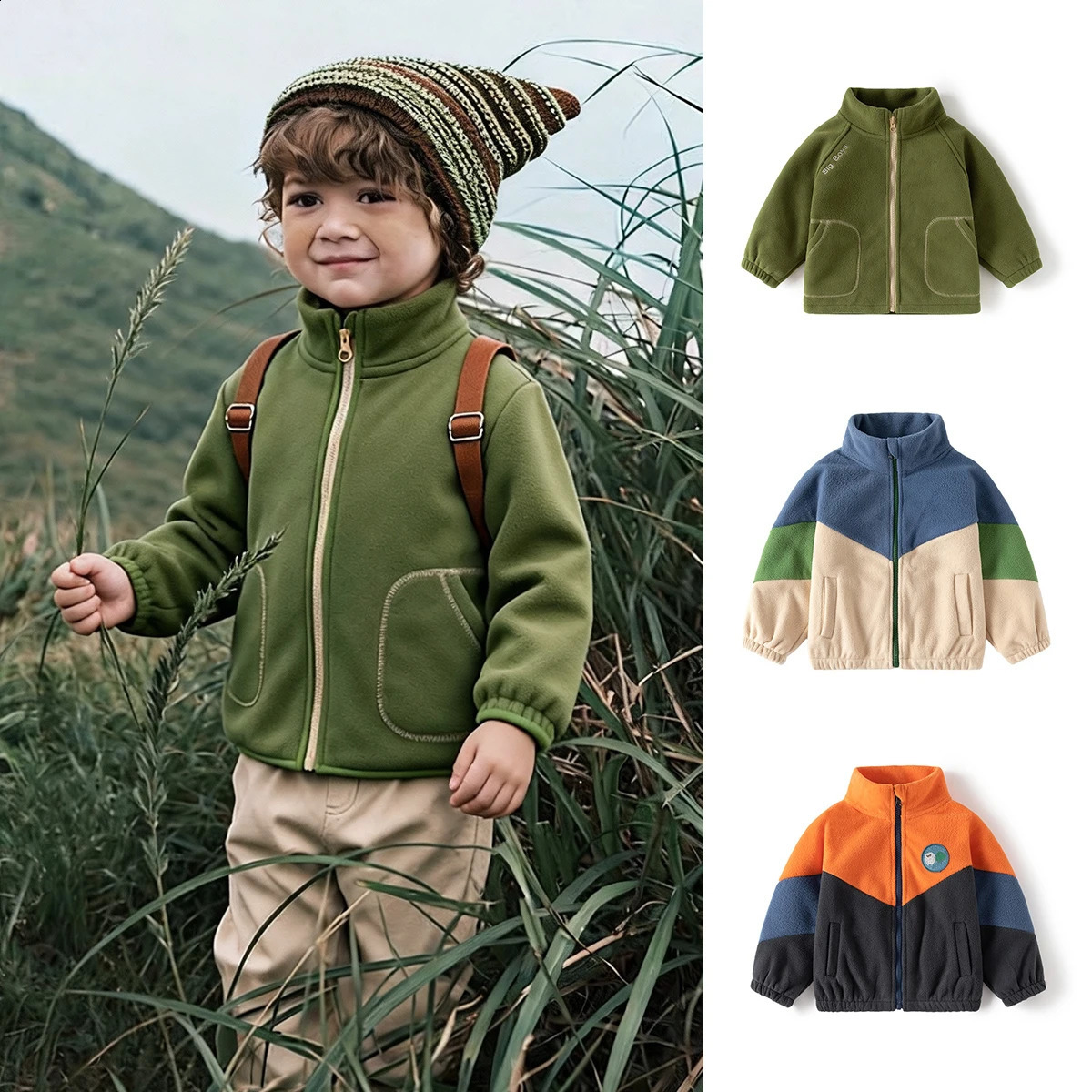 Ircomll Children Boys Polar Fleece Jacket Autumn Winter Kids Coat Causal Toddler Stand Collar Zipper Outwear Boys Clothing 260920