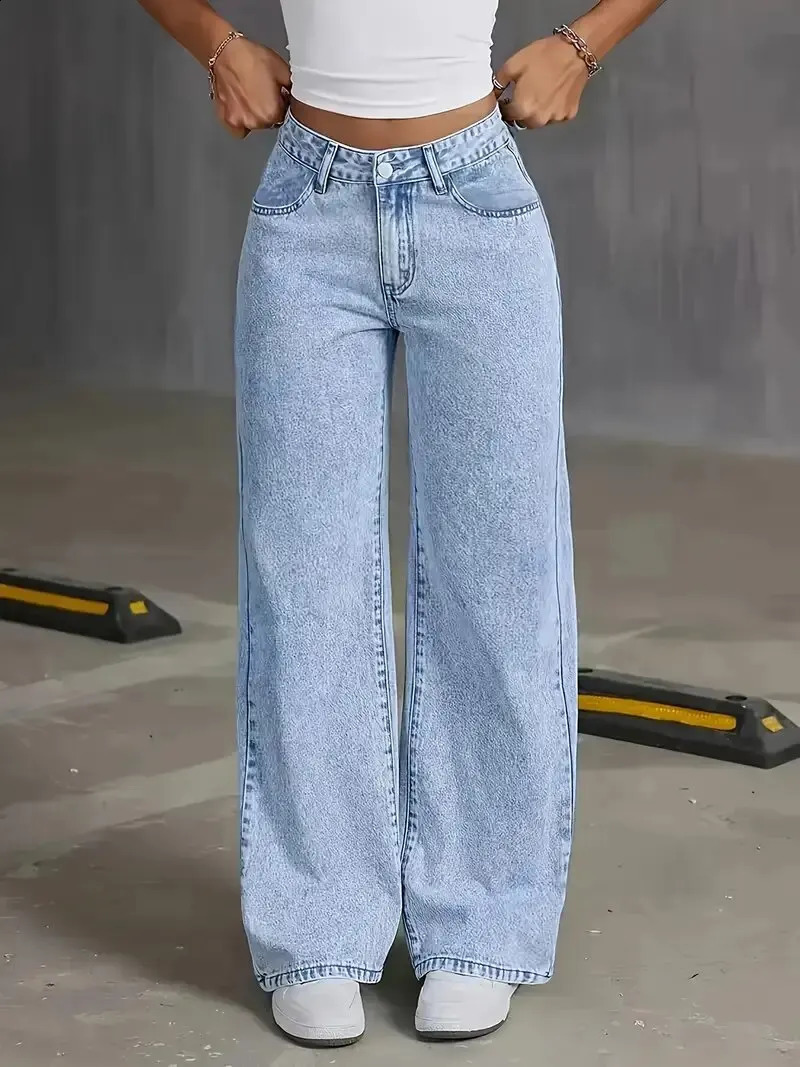2026 American Fashion donna allentata casual gamba larga jeans dritti in denim pantaloni larghi streetwear pantaloni per tutte le stagioni 260921