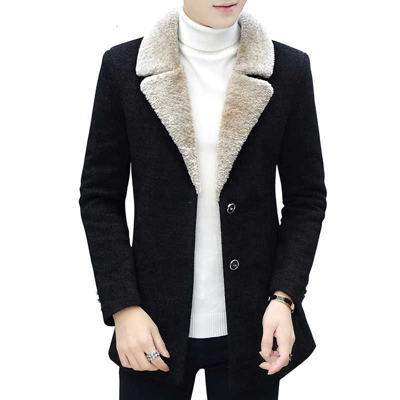 Business Men's Wool Casual Blends 2025 Winter Men's Fleece Warm Woolen Coats Outwear Windproof Thicken Plush Jackets Slim Fit Tops Short O