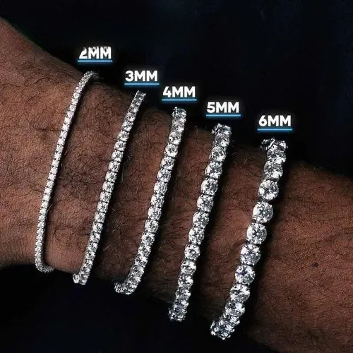 Ready to Ship Tennis 2mm 3mm 4mm 5mm 6mm Iced Out 925 Silver Moissanite Diamond Bracelet Men