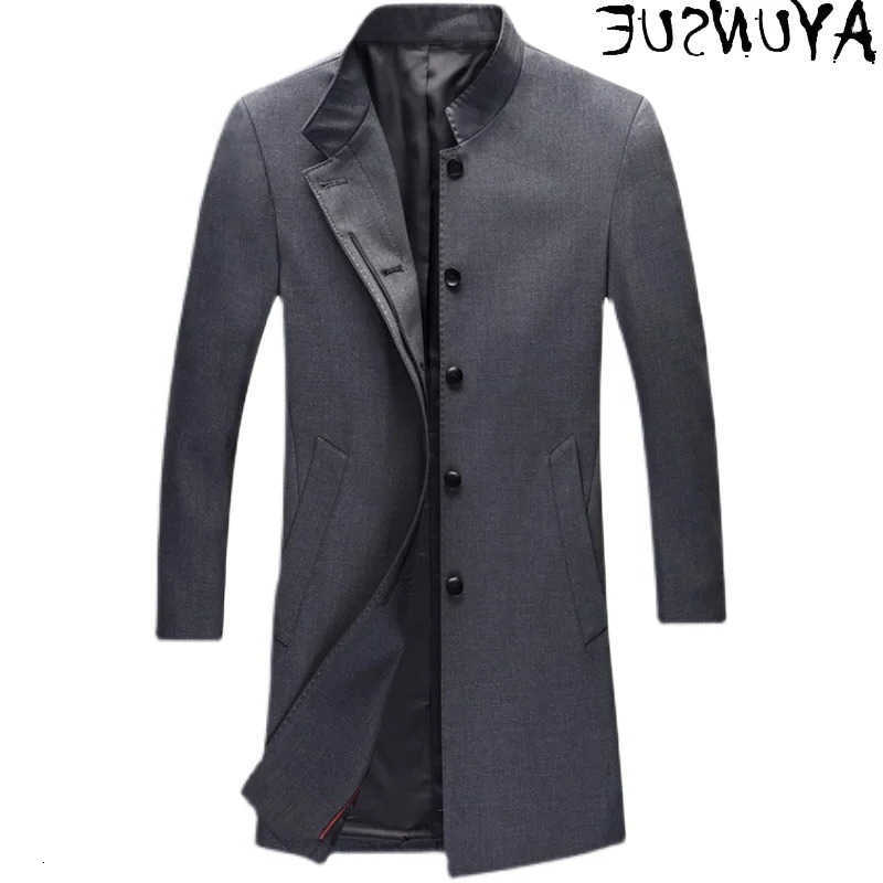 AYUNSUE Blends Men's Men's Wool Jacket Spring Autumn Wool Trench Coat Business Casual Jackets for Men Clothing 2025 Loose Coats Chaquetas