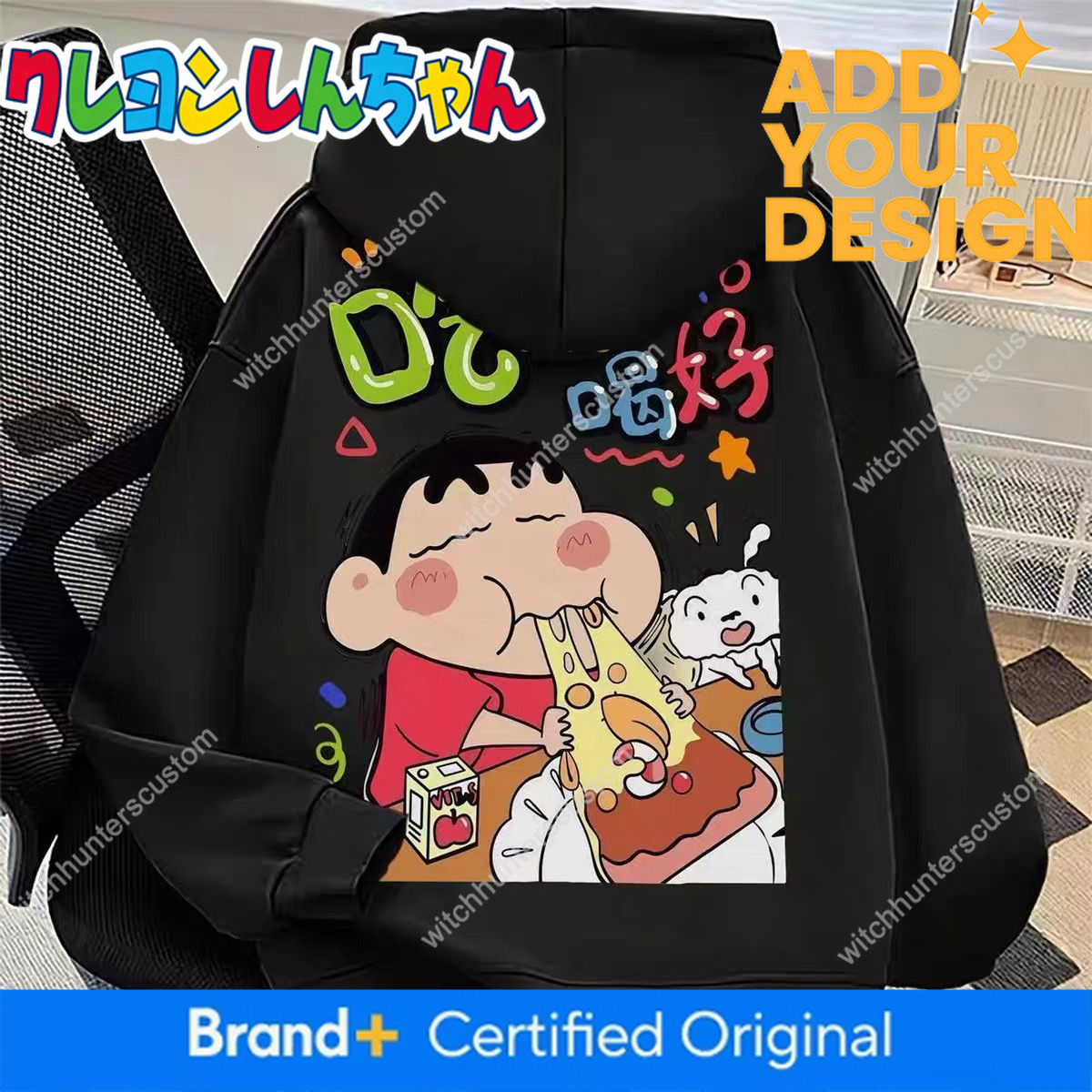 Sudadera Duzefan de estilo japonés para hombres y mujeres, con diseño de dibujos animados Crayon Shin-chan, un top con capucha, informal, con forro