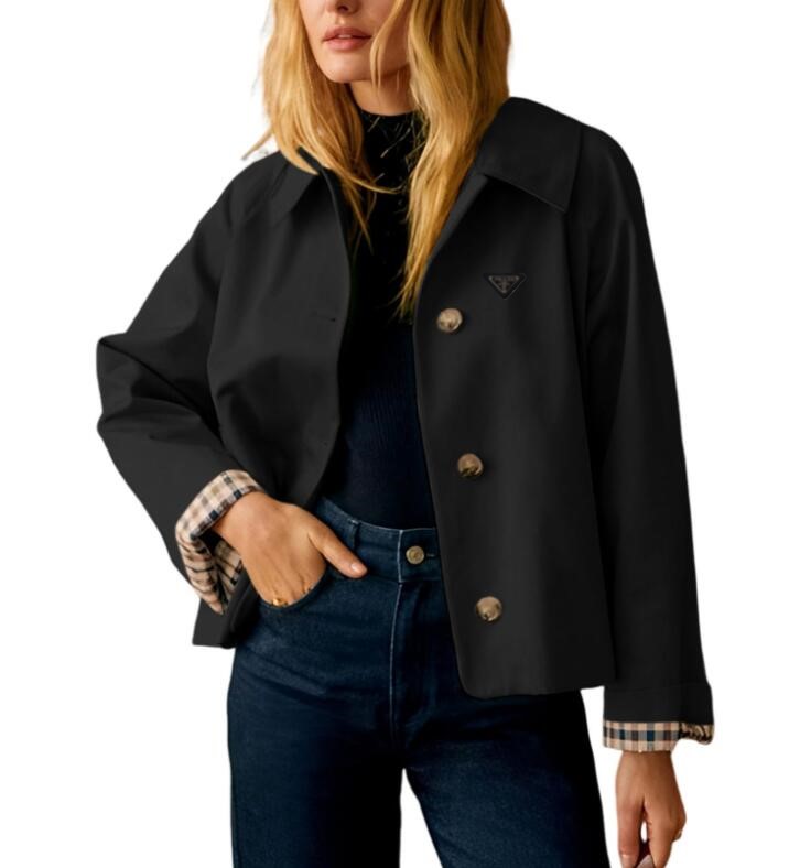 Women's Jackets spring fashion black designer jacket Luxury Windbreaker plaid double breasted Clothes woman coat