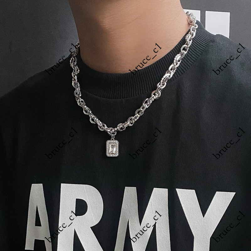 Minimalist Style Rock Candy Letter Men's Sweatshirt Necklace Women's Niche Design High-end Cuban Titanium Steel Hip-hop Clavicle Chain