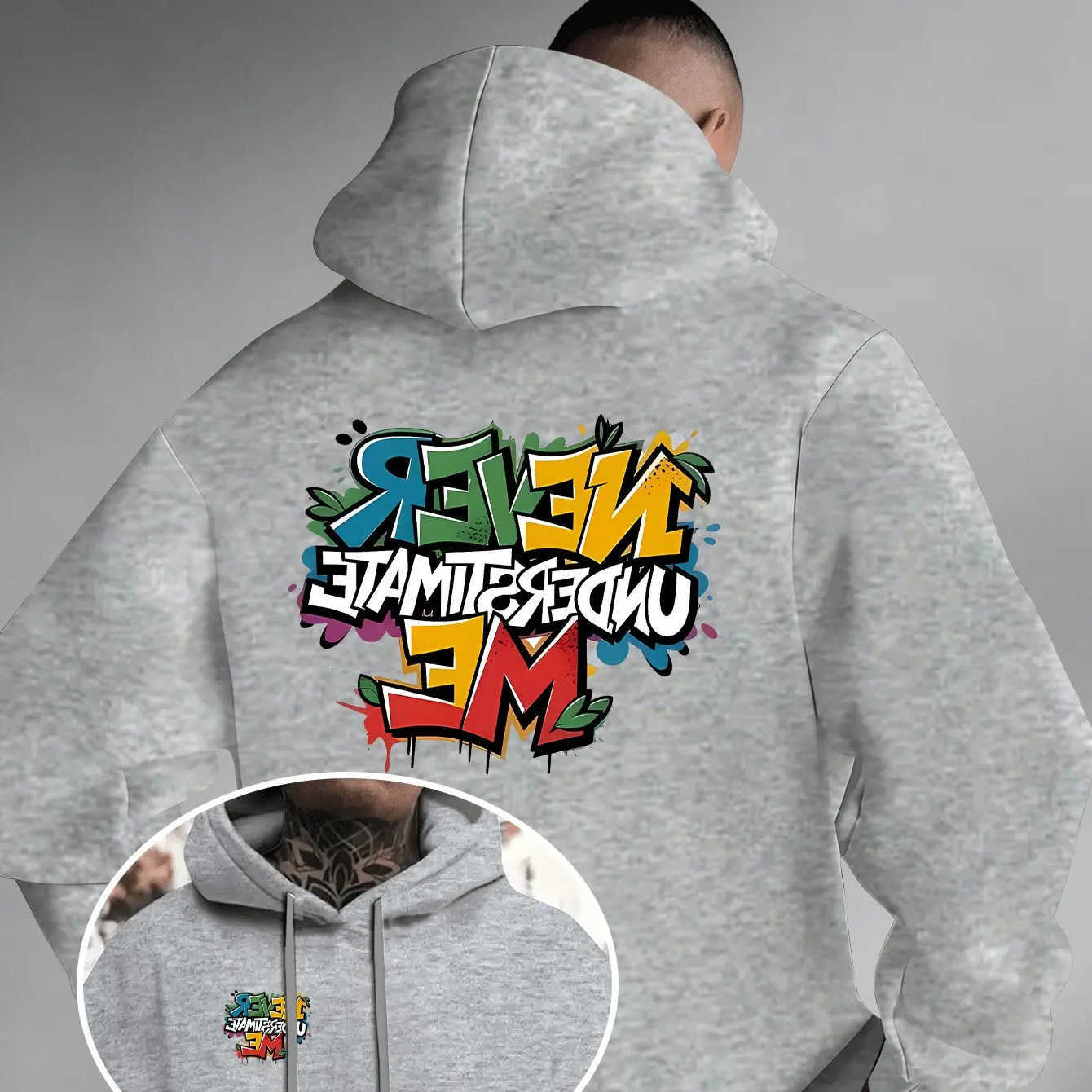Hoodies Sweatshirts HipHop Street Men's Hoodie For Men Colorful Graffiti Letter Quote Front Back Dual Graphic Unisex Loose Long sleeve Pullover