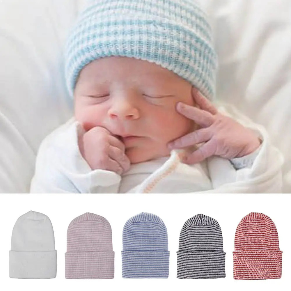 Baby Cotton Striped Hat Infant Solid Color Cap Soft Turban born Nursery Cap Kids Outdoor Casual Beanie Hat Headwrap 260920