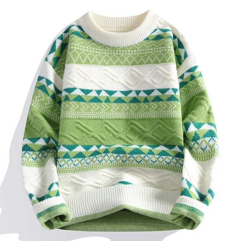 Winter Autumn New Casual Sweater Men Fashion Striped Patchwork Knit Pullovers Mens O-Neck Loose Youthful Vitty Sweaters Man S260921I19H