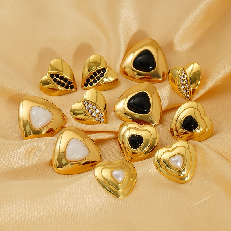 18K Gold Plated Statement Earring Gold Love Heart Chunky Earrings for Women Waterproof Post Earrings Hypoallergenic Lightweight Prom Earring, Jewelr
