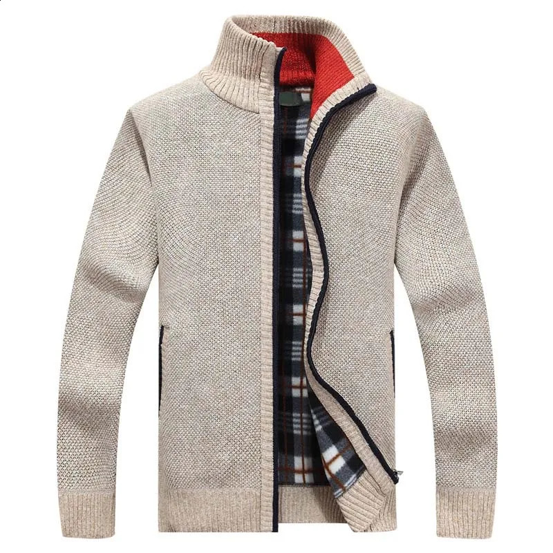Autumn Winter Jacket Men Sweater Warm Cashmere Wool Zipper Cardigan Jacket Men Coat Dress Casual Knitwear Male Clothes 260920