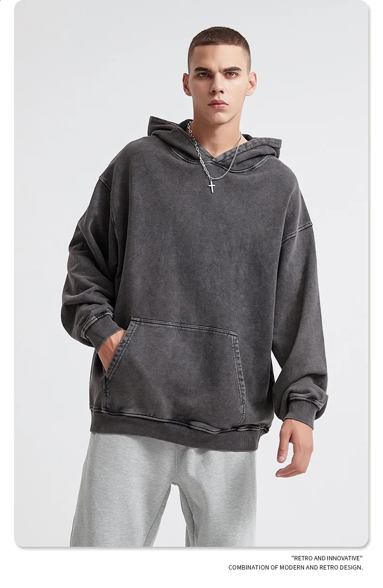 Autumn American Retro Hoodies Streetwear Men Winter Fashion Washed Loose Hoodie Pullover Coat Sweatshirt Y2k 260921