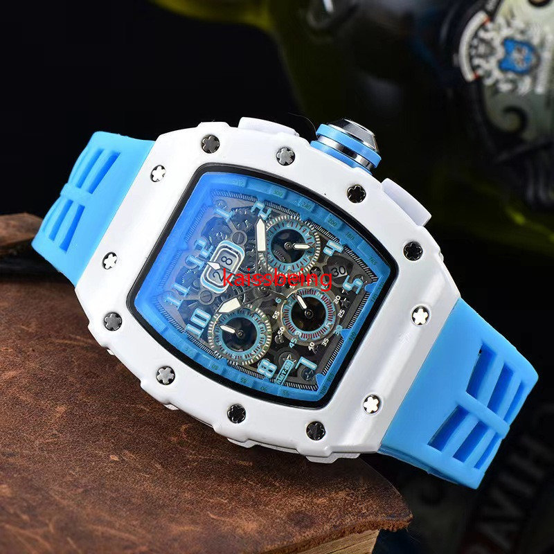 2026 6-pins Automatic date watch limited edition mens watches top brand luxury full-featured quartz watch silicone strap