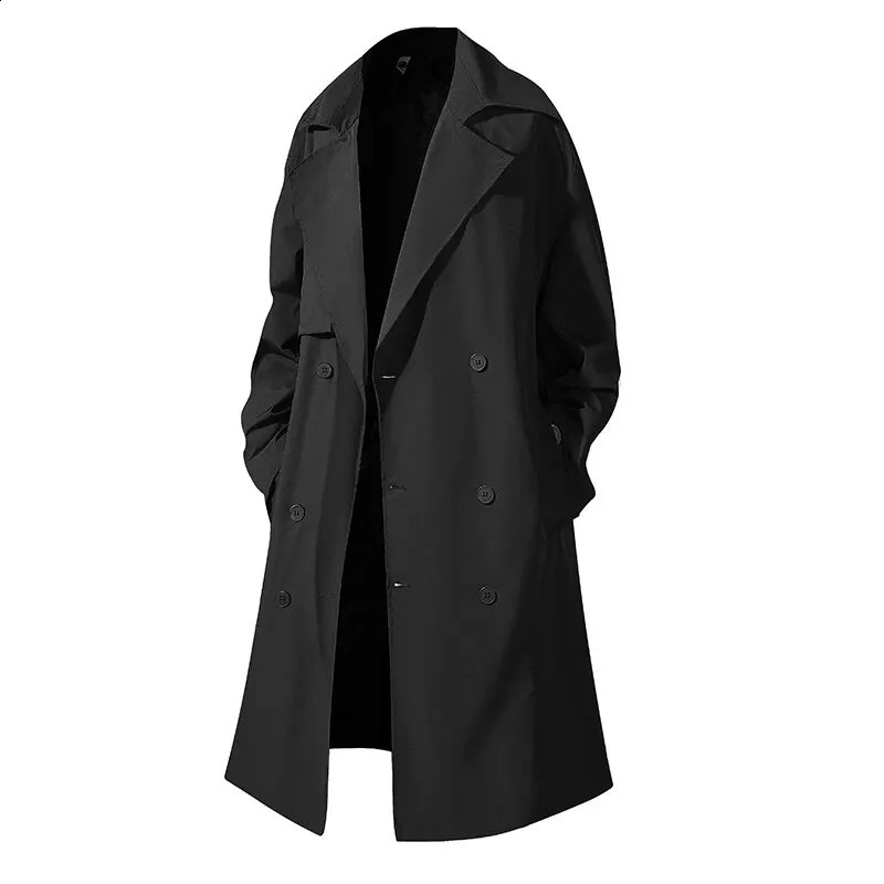 Autumn and Spring Fashion Solid Color American Vintage Long Trench Coat Men's Casual Loose Sports High Quality Plus Size Jacket 260920