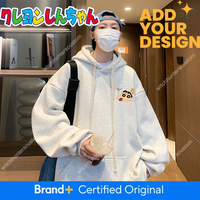 Crayon Shin-chan chicos, forro polar pesado, engrosado, estilo Hong Kong, sudadera con capucha de gran tamaño para adolescentes 58