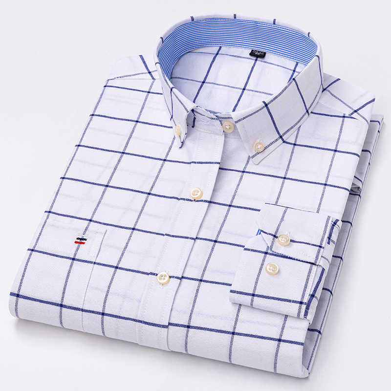 Large Shirts Men's Size Casual 7XL 100% Cotton Shirts for Men Oxford Plain Shirt Quality Oversized Long Sleeve Slim Fit Tops Striped Plaid Clot